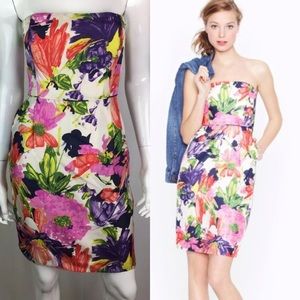 J. Crew Dress Garden Party Vintage Floral Strapless Silk Flowers Summer 2012 - 8